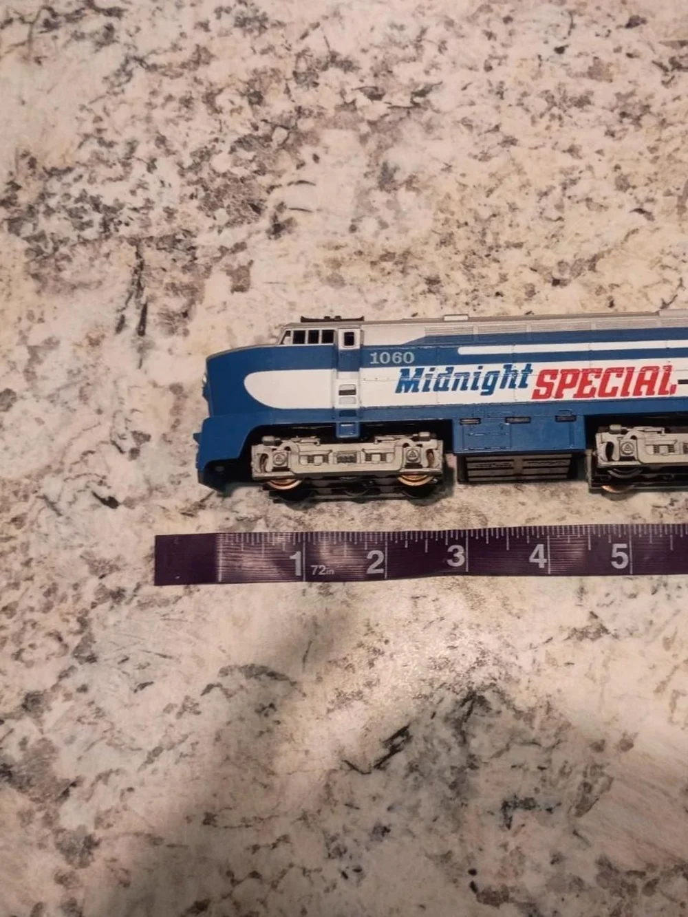 Midnight Special Blue & White Toy Train Locomotive